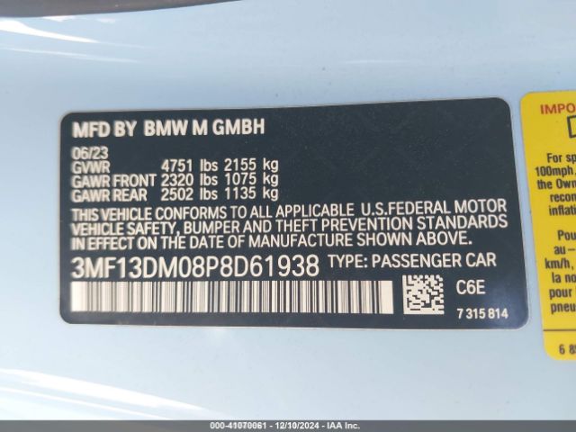 Photo 8 VIN: 3MF13DM08P8D61938 - BMW M2 