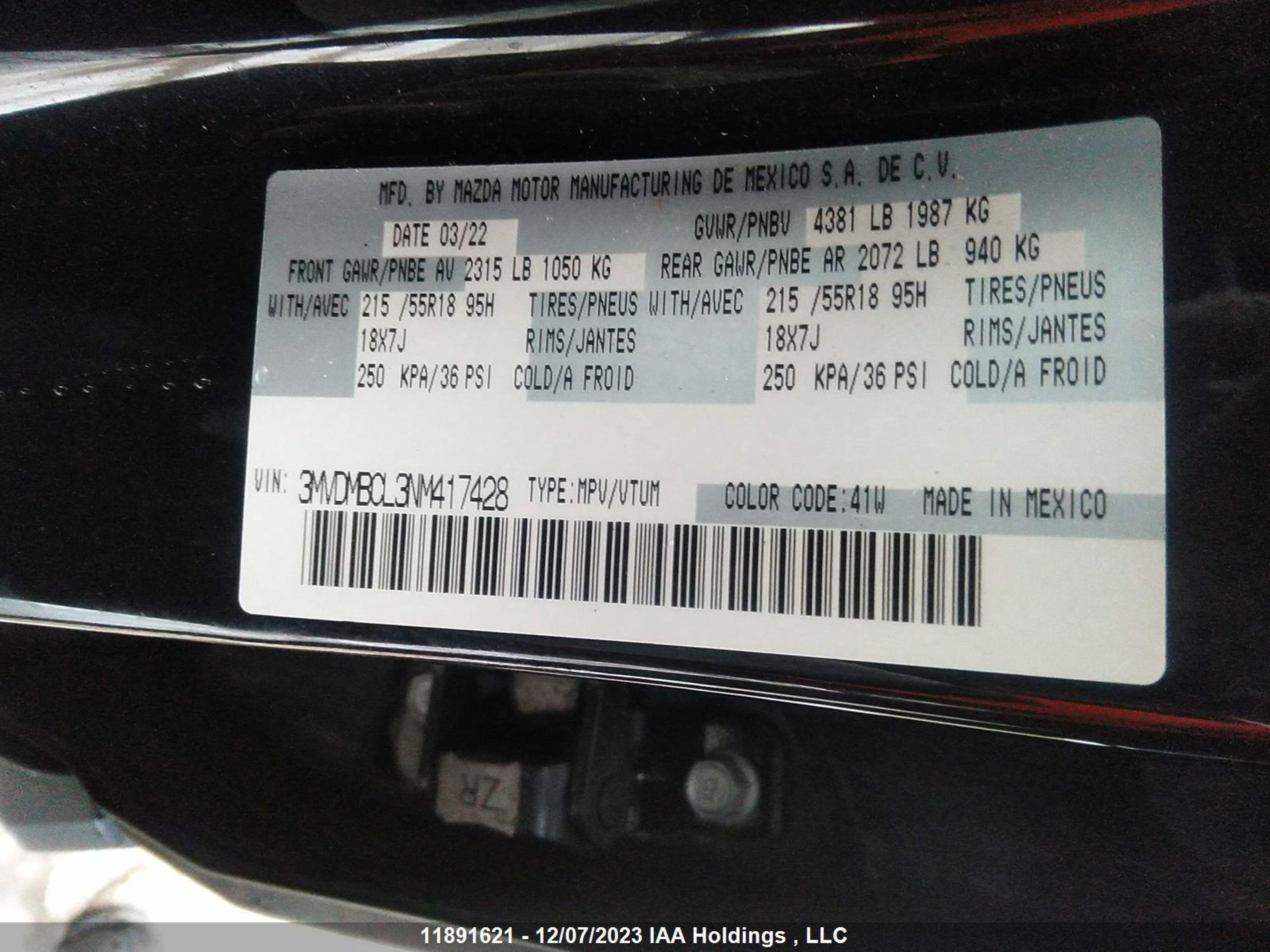 Photo 8 VIN: 3MVDMBCL3NM417428 - MAZDA CX-30 