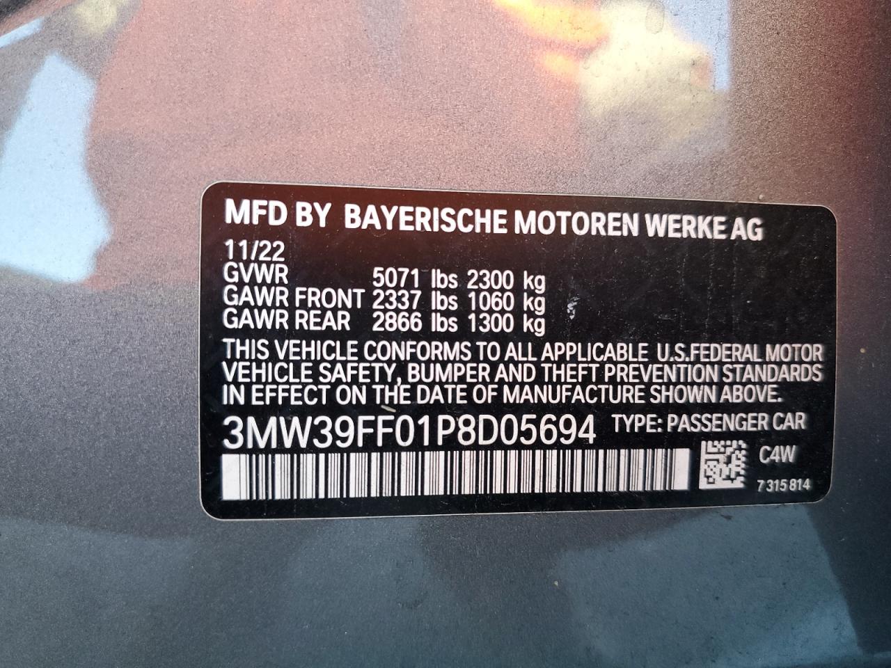 Photo 11 VIN: 3MW39FF01P8D05694 - BMW 3ER 