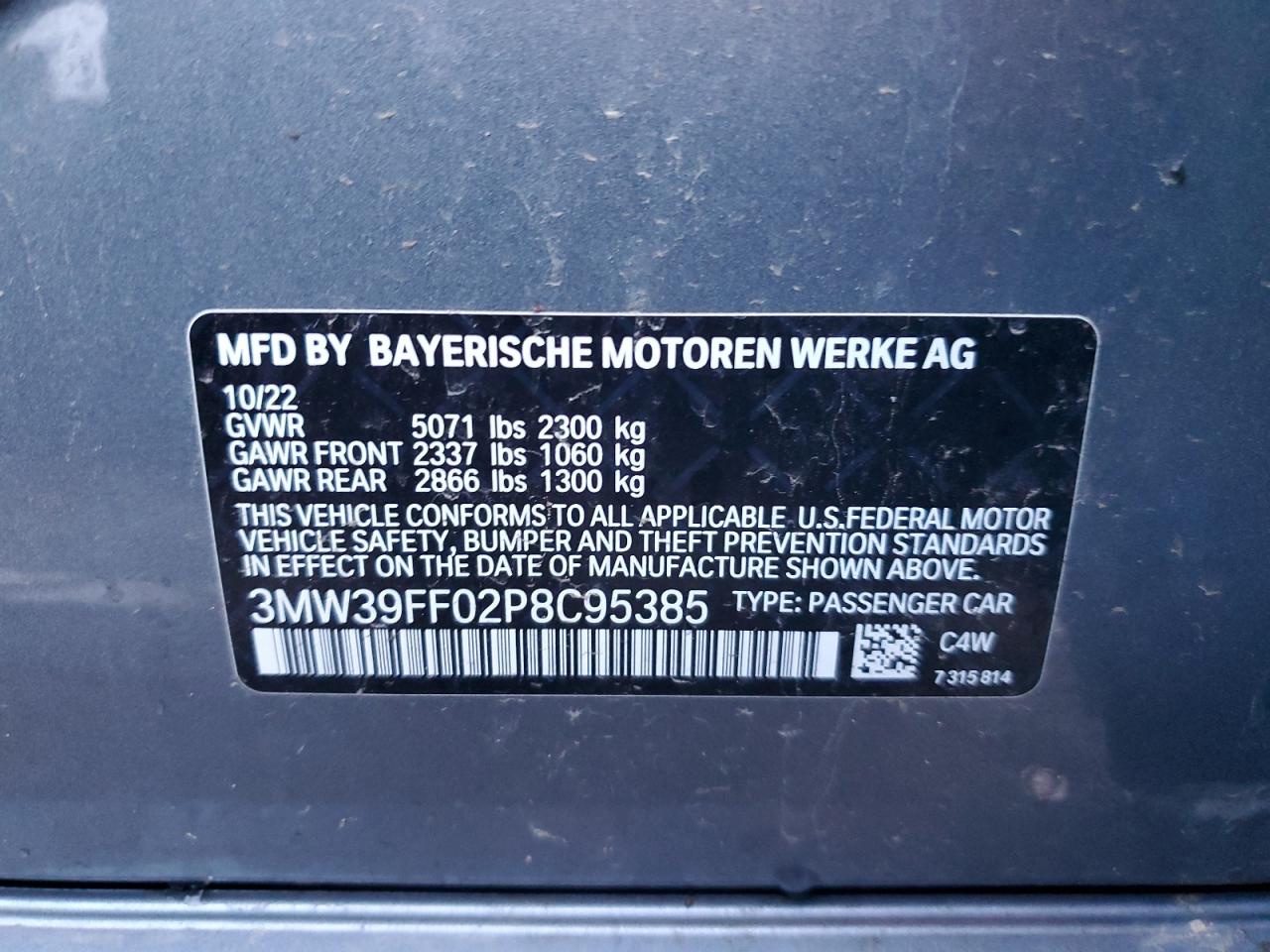 Photo 11 VIN: 3MW39FF02P8C95385 - BMW 3ER 