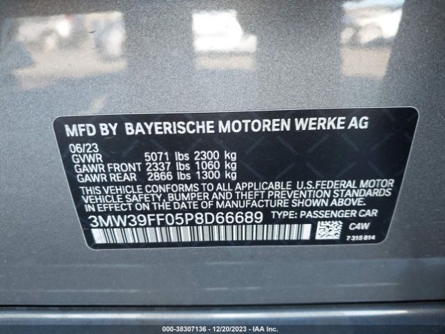 Photo 8 VIN: 3MW39FF05P8D66689 - BMW 3 SERIES 