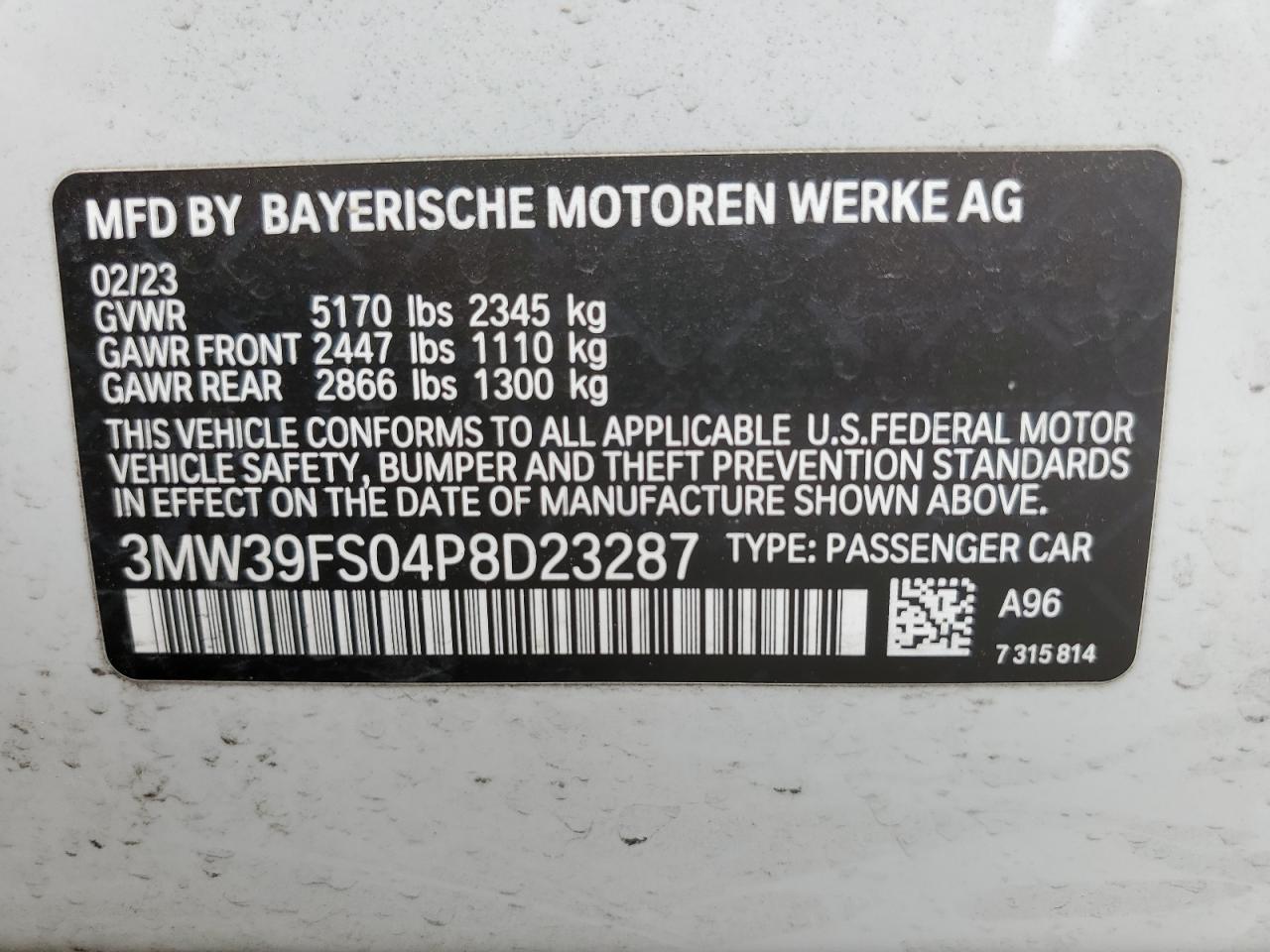 Photo 12 VIN: 3MW39FS04P8D23287 - BMW 3ER 