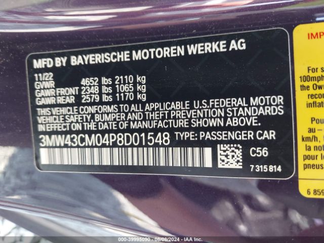 Photo 8 VIN: 3MW43CM04P8D01548 - BMW M240I 