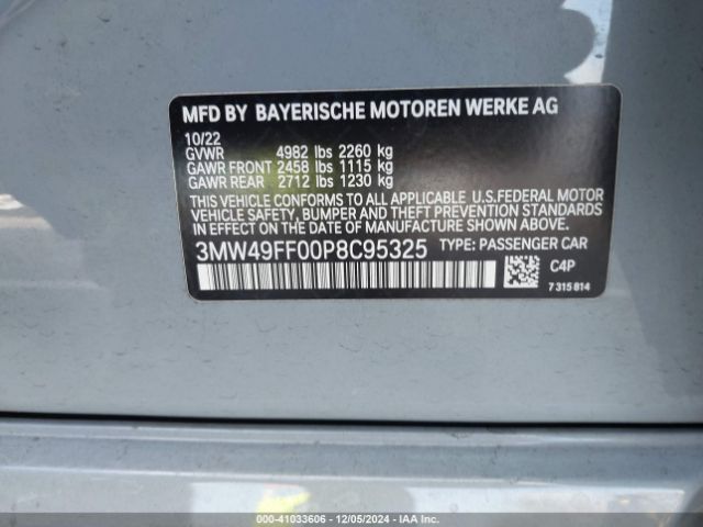 Photo 8 VIN: 3MW49FF00P8C95325 - BMW 340I 