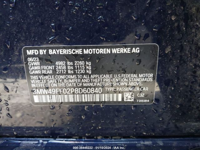 Photo 8 VIN: 3MW49FF02P8D60840 - BMW 3 SERIES 