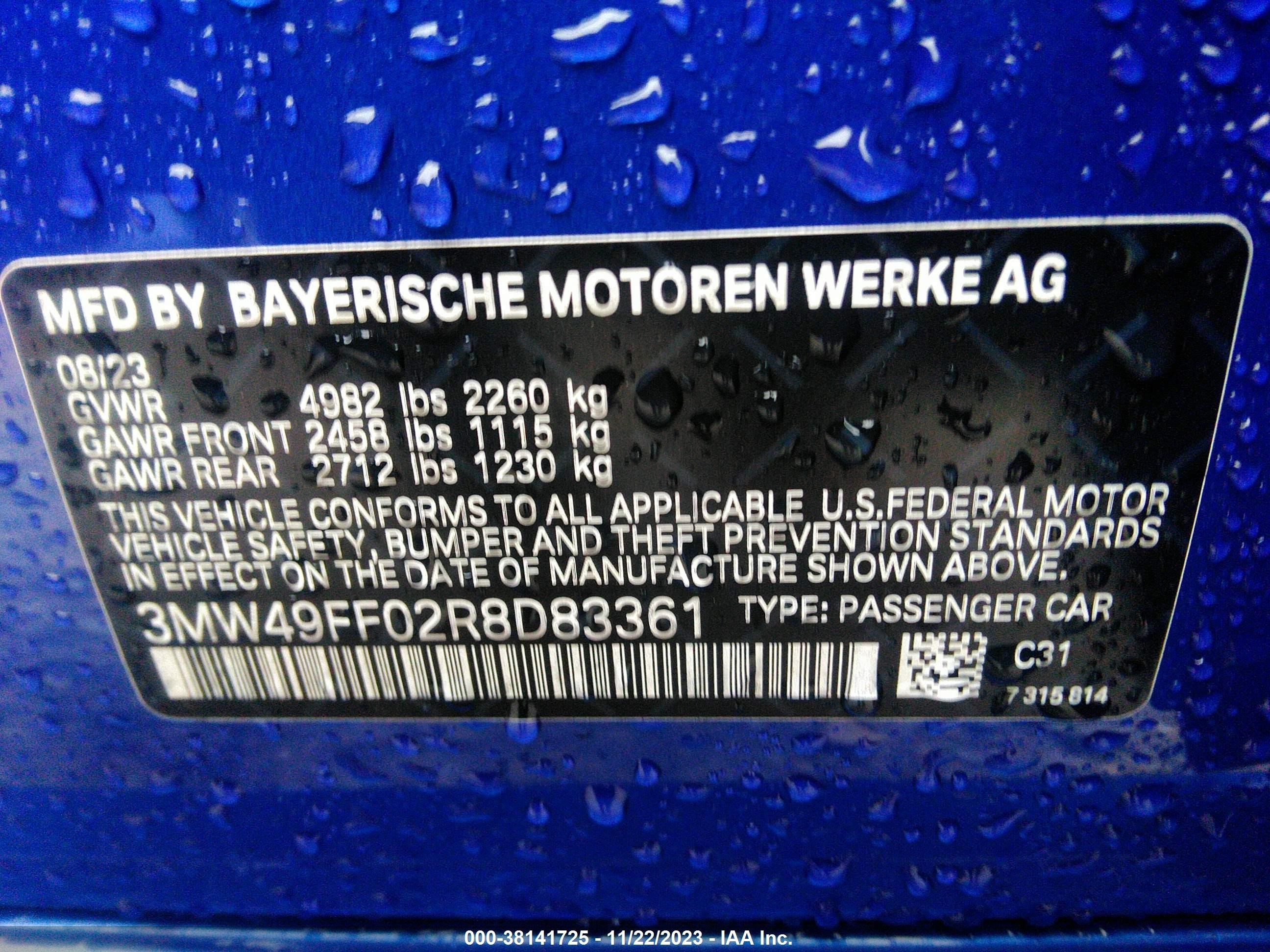 Photo 8 VIN: 3MW49FF02R8D83361 - BMW 3ER 