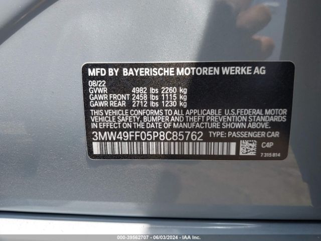 Photo 8 VIN: 3MW49FF05P8C85762 - BMW M340XI 