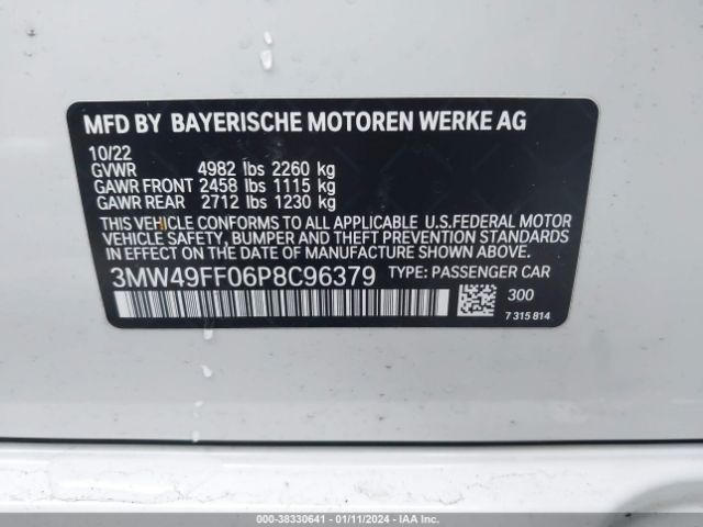 Photo 8 VIN: 3MW49FF06P8C96379 - BMW 3 SERIES 