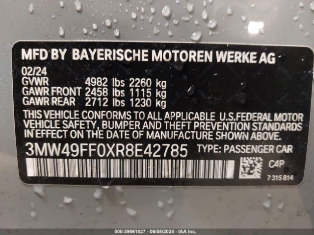 Photo 8 VIN: 3MW49FF0XR8E42785 - BMW 340I 