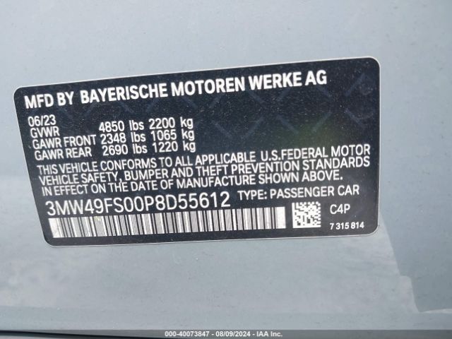 Photo 8 VIN: 3MW49FS00P8D55612 - BMW M340I 