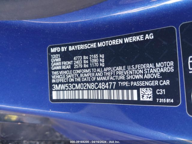 Photo 8 VIN: 3MW53CM02N8C48477 - BMW M240XI 