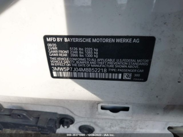 Photo 8 VIN: 3MW5P7J04M8B52218 - BMW 3 SERIES 