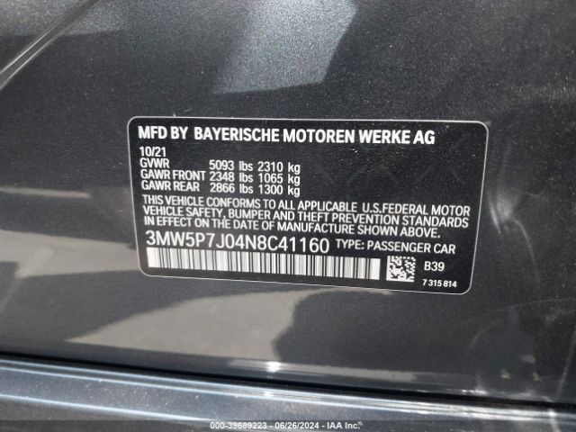 Photo 8 VIN: 3MW5P7J04N8C41160 - BMW 330E 