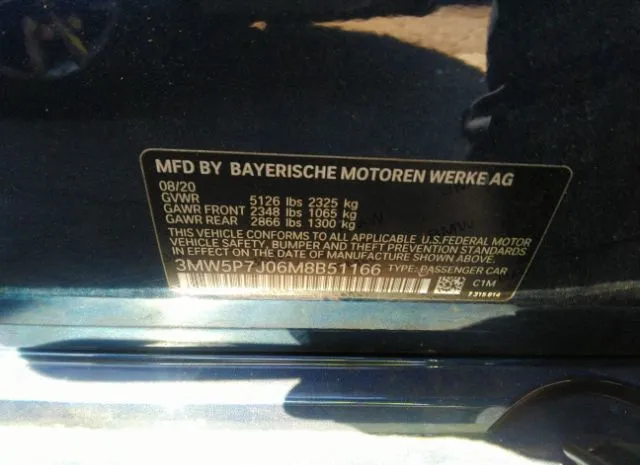 Photo 8 VIN: 3MW5P7J06M8B51166 - BMW 3 SERIES 