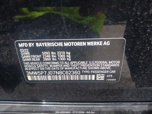 Photo 8 VIN: 3MW5P7J07N8C62360 - BMW 330E 