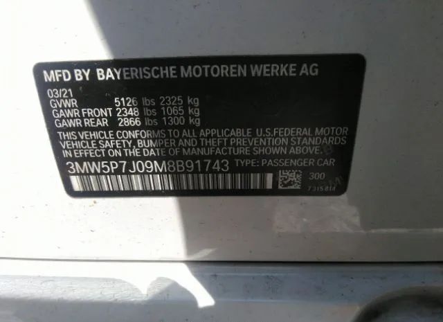 Photo 8 VIN: 3MW5P7J09M8B91743 - BMW 3 SERIES 