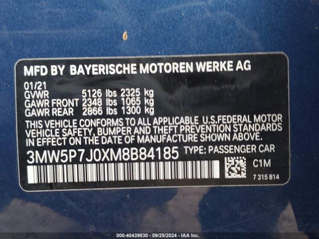 Photo 8 VIN: 3MW5P7J0XM8B84185 - BMW 330E 