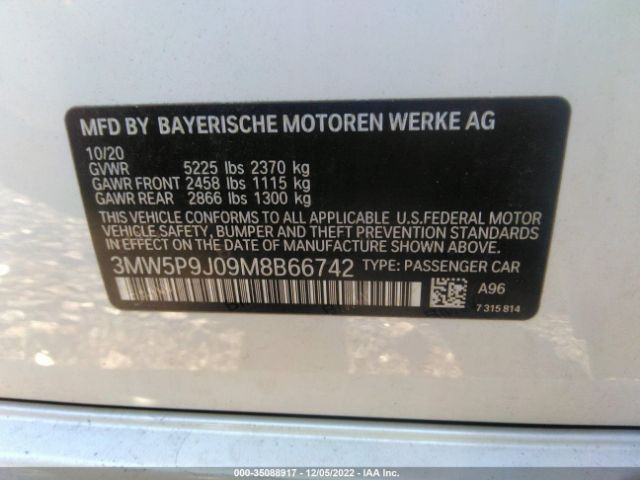 Photo 8 VIN: 3MW5P9J09M8B66742 - BMW 3 SERIES 