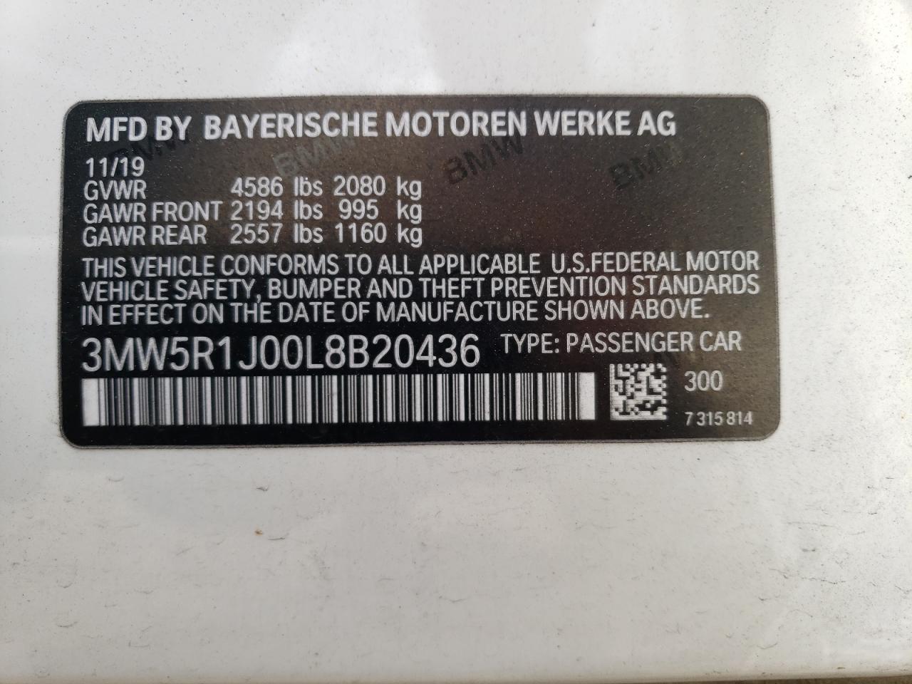 Photo 11 VIN: 3MW5R1J00L8B20436 - BMW 3ER 