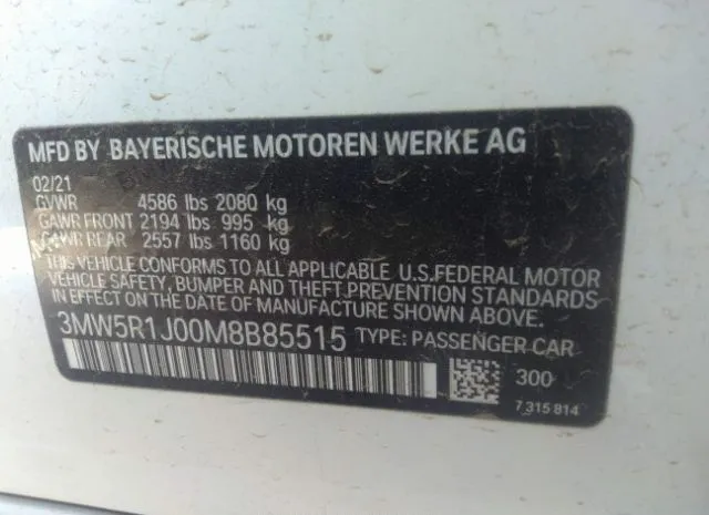 Photo 8 VIN: 3MW5R1J00M8B85515 - BMW 3 SERIES 