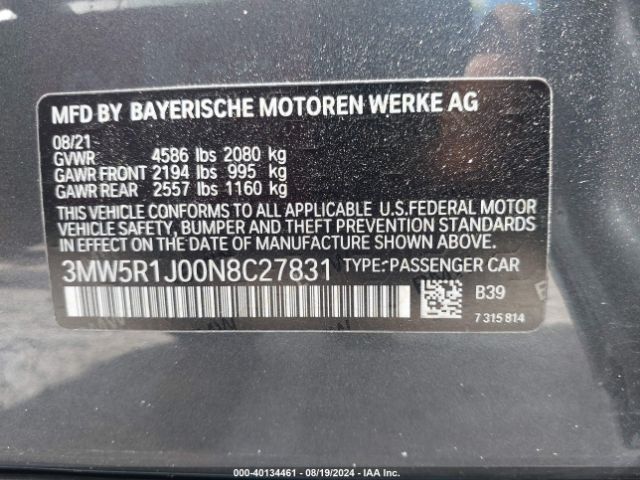 Photo 8 VIN: 3MW5R1J00N8C27831 - BMW 330I 