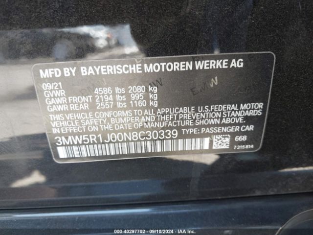 Photo 8 VIN: 3MW5R1J00N8C30339 - BMW 330I 