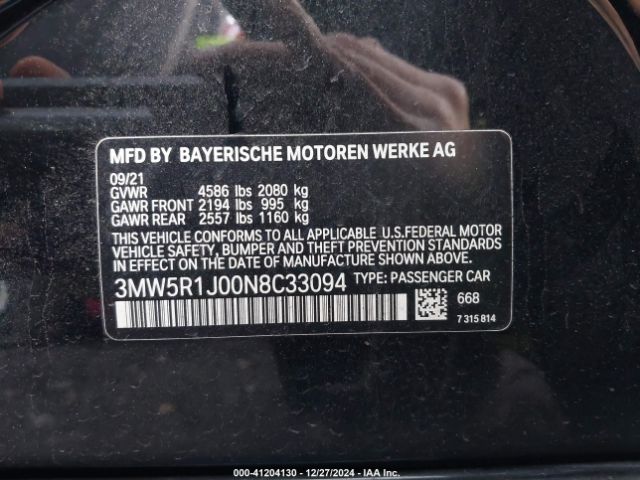 Photo 8 VIN: 3MW5R1J00N8C33094 - BMW 330I 