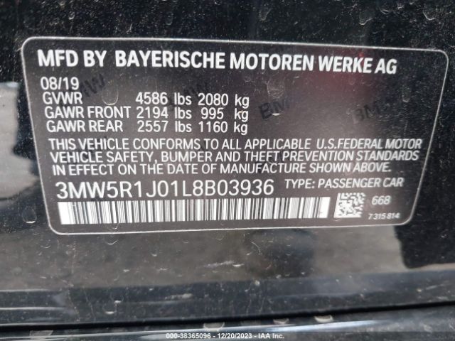 Photo 8 VIN: 3MW5R1J01L8B03936 - BMW 3 SERIES 