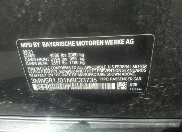 Photo 8 VIN: 3MW5R1J01N8C33735 - BMW 3 SERIES 