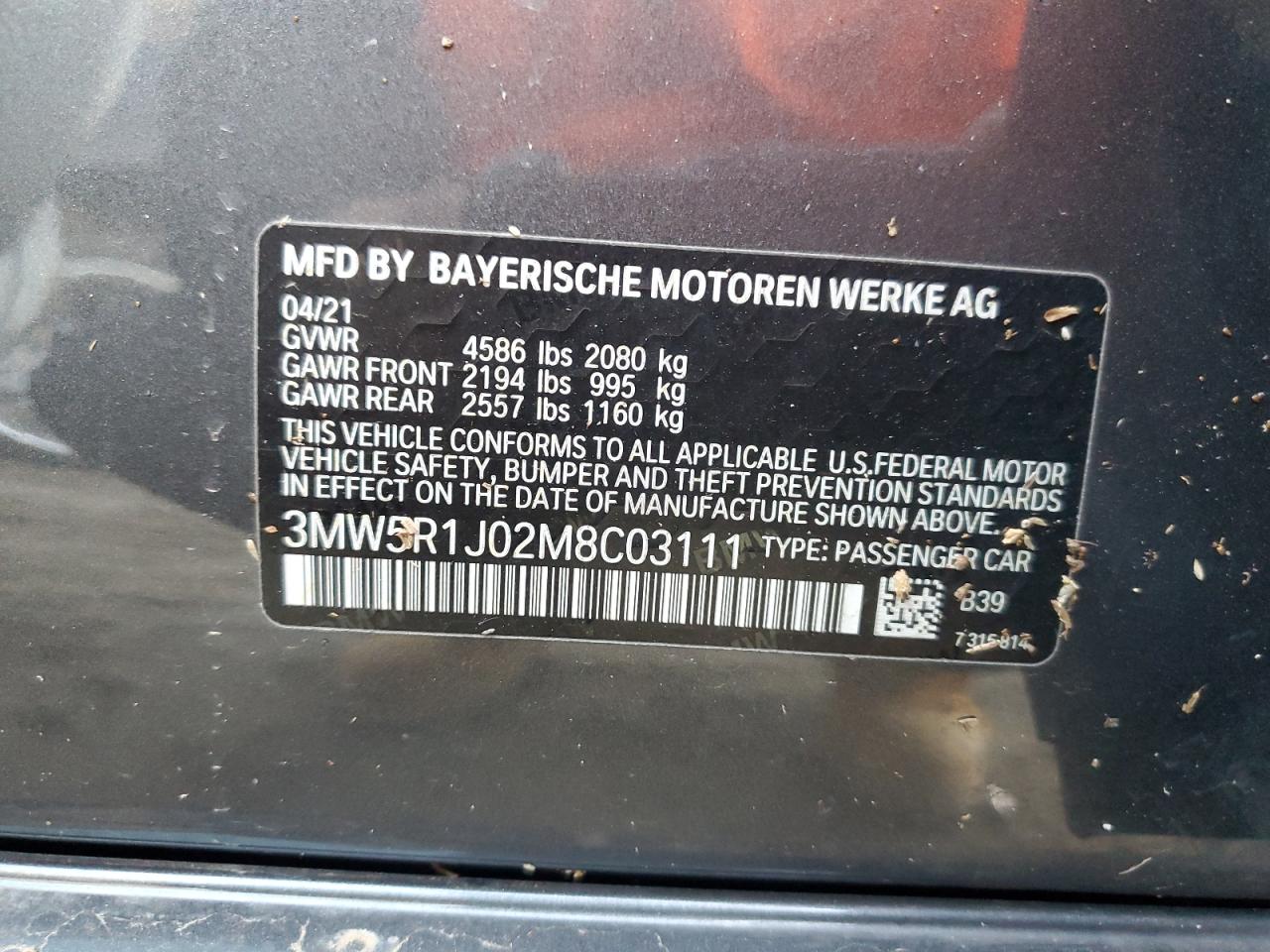 Photo 11 VIN: 3MW5R1J02M8C03111 - BMW 3ER 