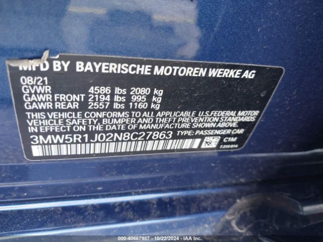 Photo 8 VIN: 3MW5R1J02N8C27863 - BMW 330I 