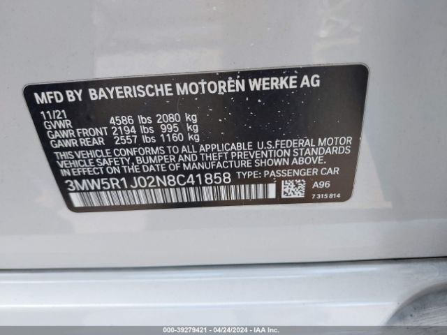 Photo 8 VIN: 3MW5R1J02N8C41858 - BMW 330I 