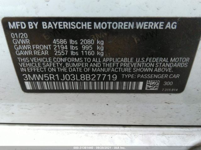 Photo 8 VIN: 3MW5R1J03L8B27719 - BMW 3 