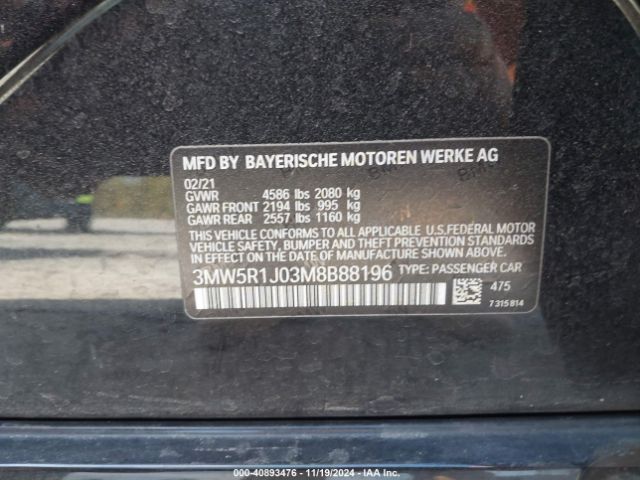 Photo 8 VIN: 3MW5R1J03M8B88196 - BMW 330I 