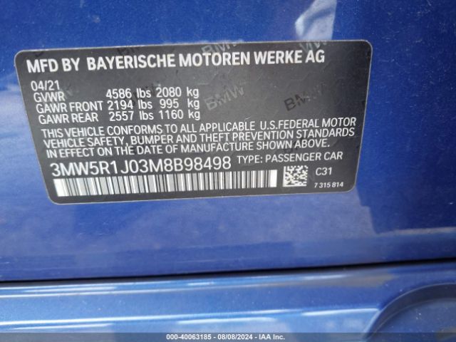 Photo 8 VIN: 3MW5R1J03M8B98498 - BMW 330I 