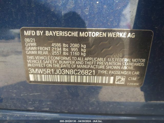 Photo 8 VIN: 3MW5R1J03N8C26821 - BMW 330I 