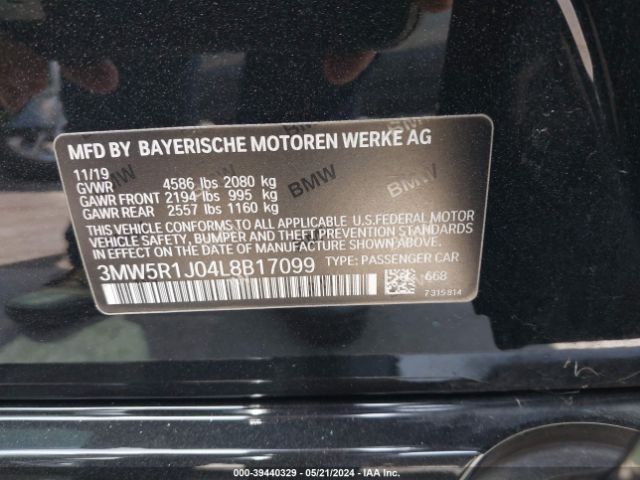 Photo 8 VIN: 3MW5R1J04L8B17099 - BMW 330I 