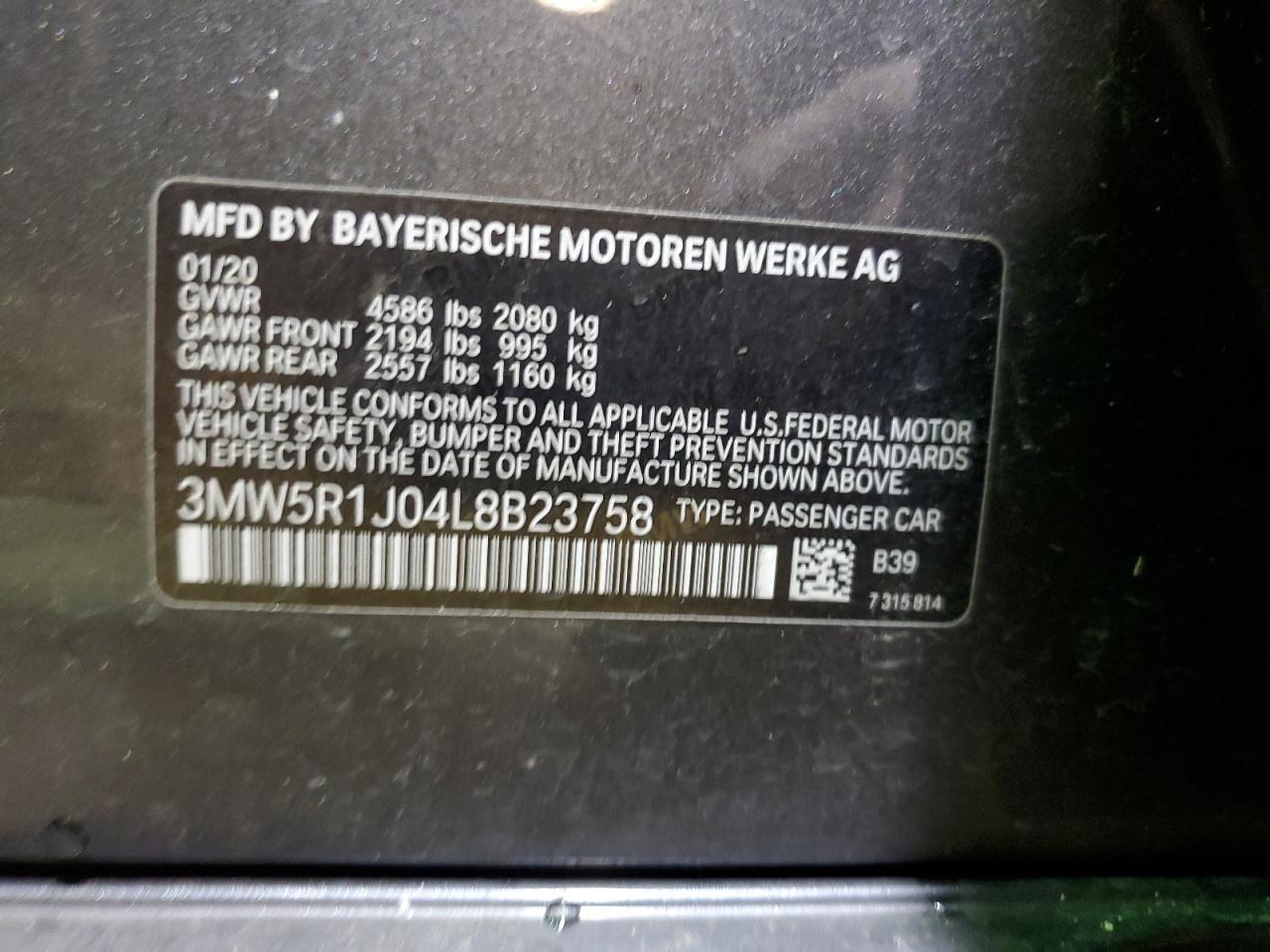 Photo 11 VIN: 3MW5R1J04L8B23758 - BMW 3 SERIES 