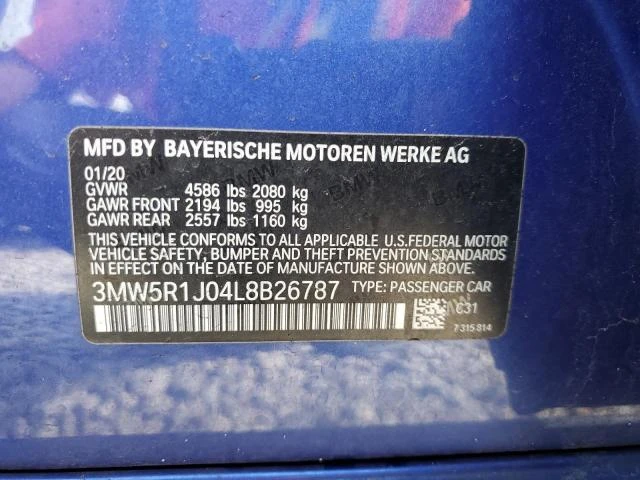 Photo 11 VIN: 3MW5R1J04L8B26787 - BMW 330I 