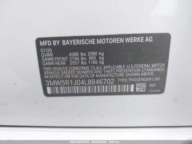 Photo 8 VIN: 3MW5R1J04L8B46702 - BMW 330I 