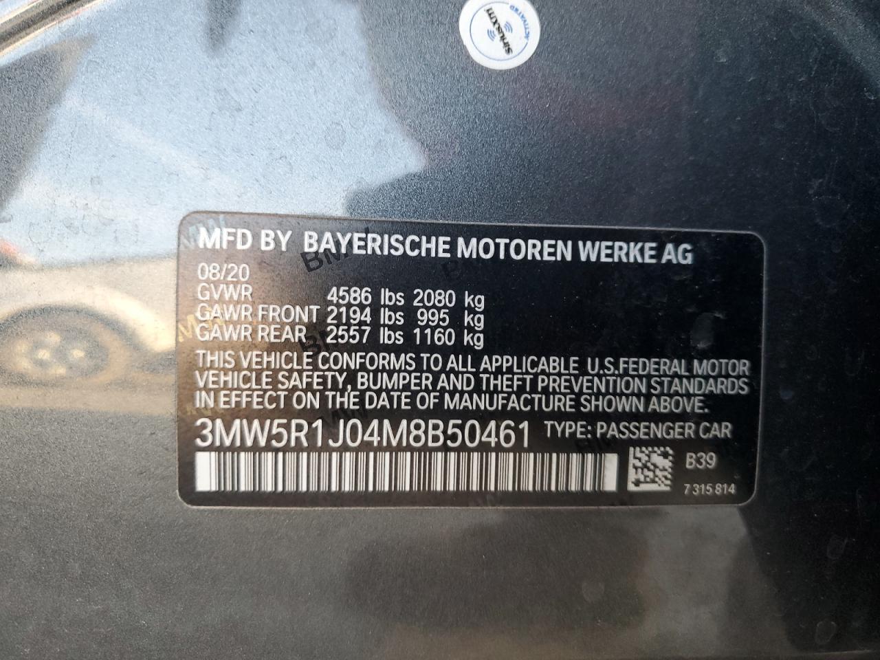 Photo 11 VIN: 3MW5R1J04M8B50461 - BMW 3ER 