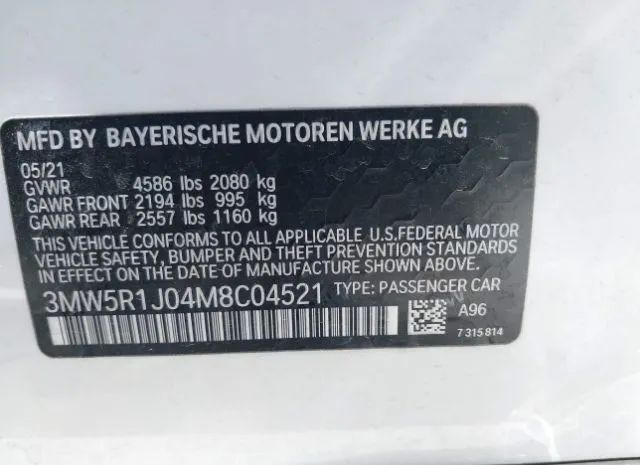 Photo 8 VIN: 3MW5R1J04M8C04521 - BMW 330I 