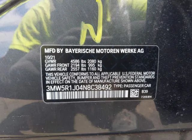 Photo 8 VIN: 3MW5R1J04N8C38492 - BMW 3 SERIES 