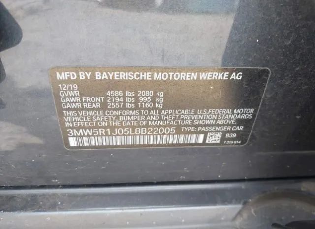 Photo 8 VIN: 3MW5R1J05L8B22005 - BMW 3 SERIES 