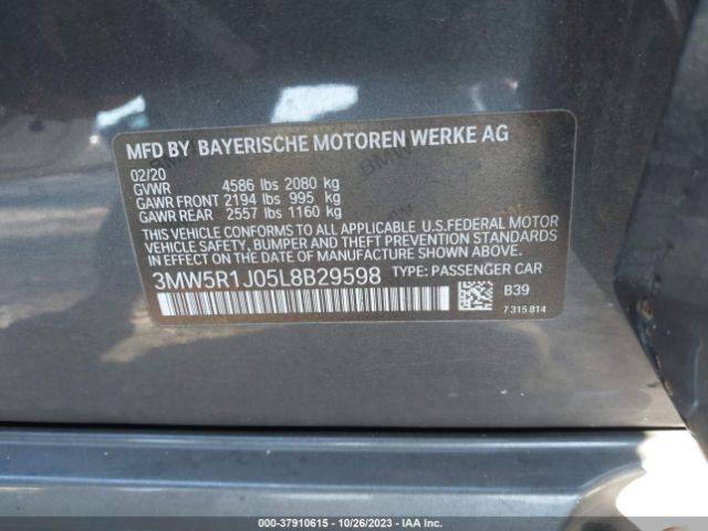 Photo 8 VIN: 3MW5R1J05L8B29598 - BMW 3 SERIES 