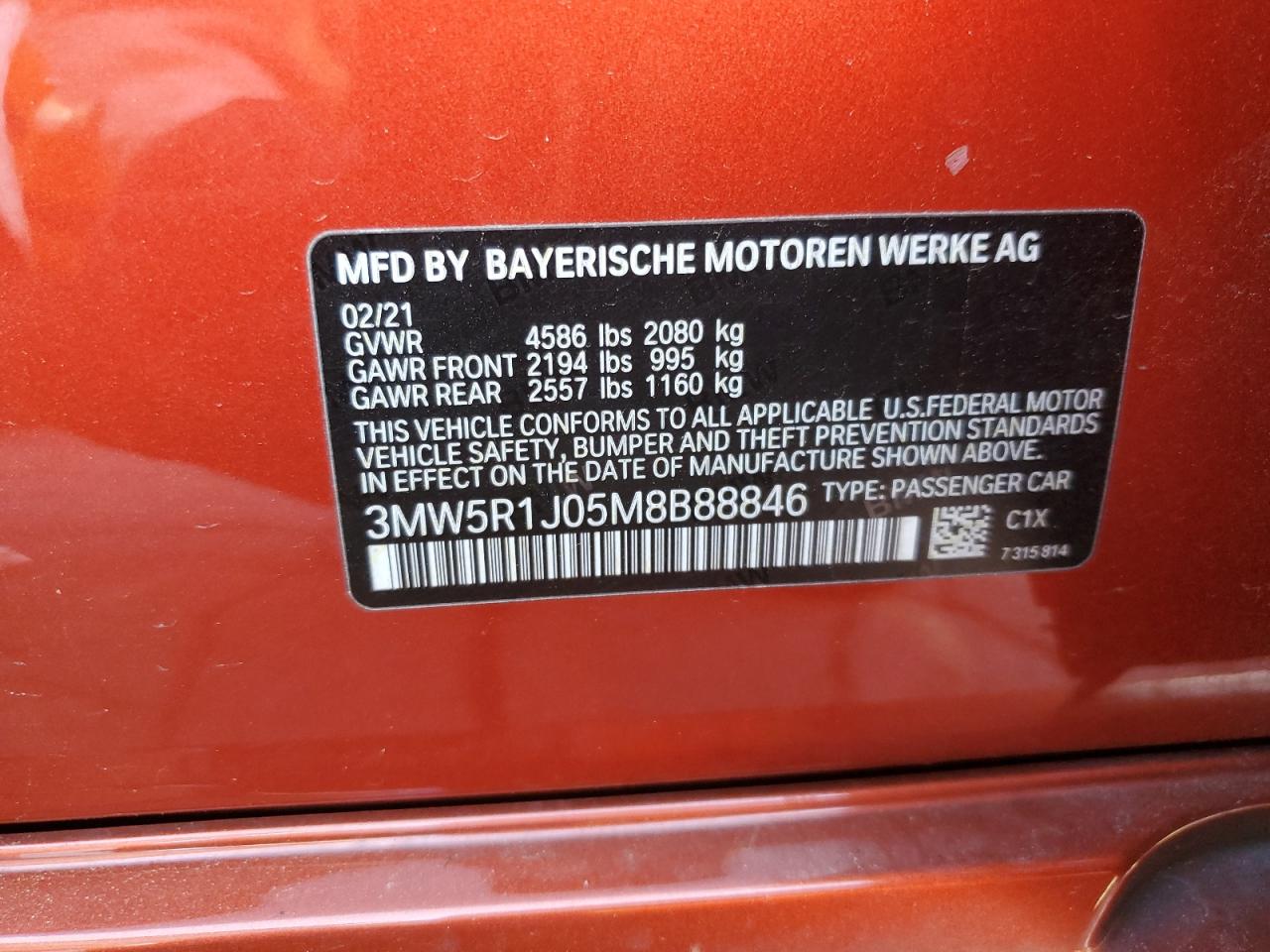 Photo 12 VIN: 3MW5R1J05M8B88846 - BMW 3ER 