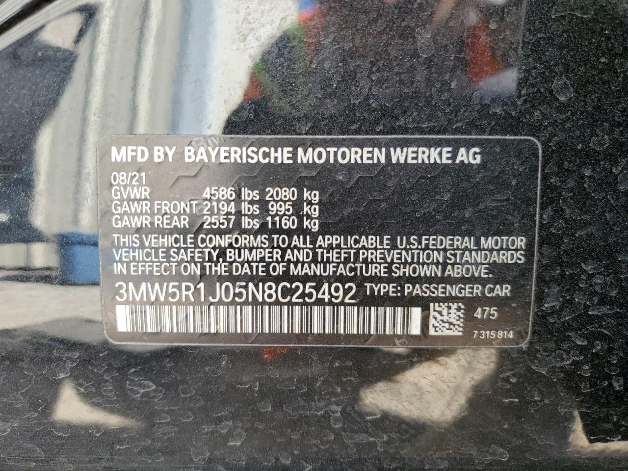 Photo 12 VIN: 3MW5R1J05N8C25492 - BMW 3ER 