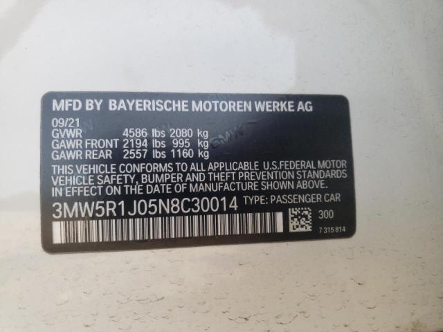 Photo 11 VIN: 3MW5R1J05N8C30014 - BMW 330I 