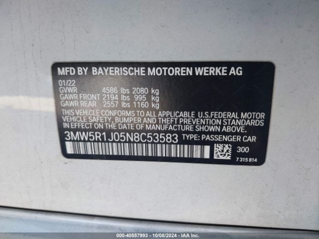 Photo 8 VIN: 3MW5R1J05N8C53583 - BMW 330I 