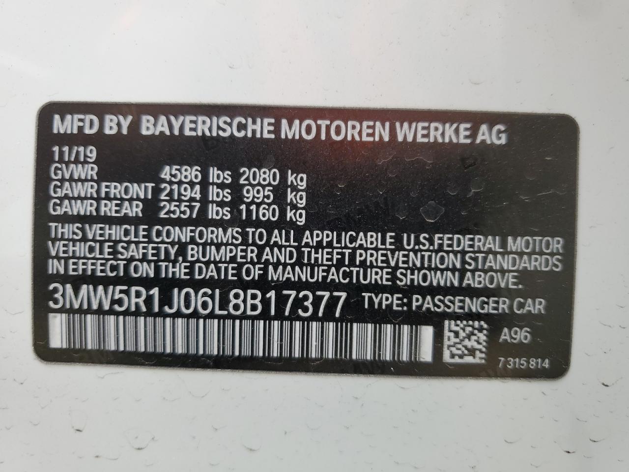 Photo 11 VIN: 3MW5R1J06L8B17377 - BMW 3ER 